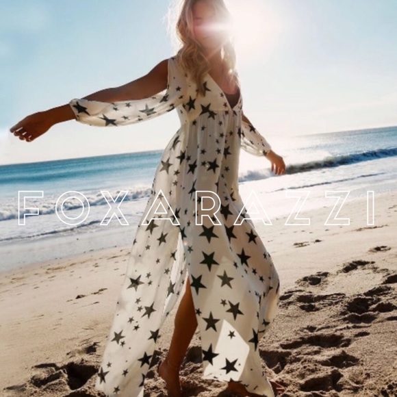 Other - 🌟Stars Cotton White Black Swim Coverup